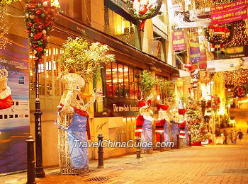 Lan Kwai Fong on Christmas Day